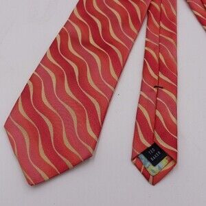 Ted Baker London Red Swirl Wavey Stripe Silk Neck Tie